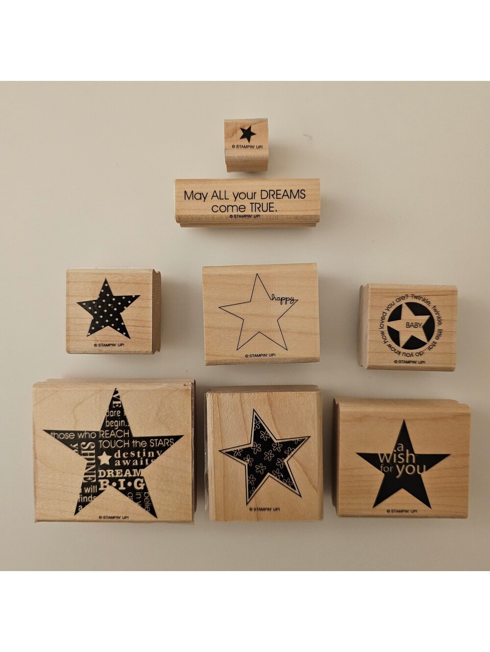 Stampin Up May All Your Dreams Come True Rubber Wood Mounted Stamps Stars